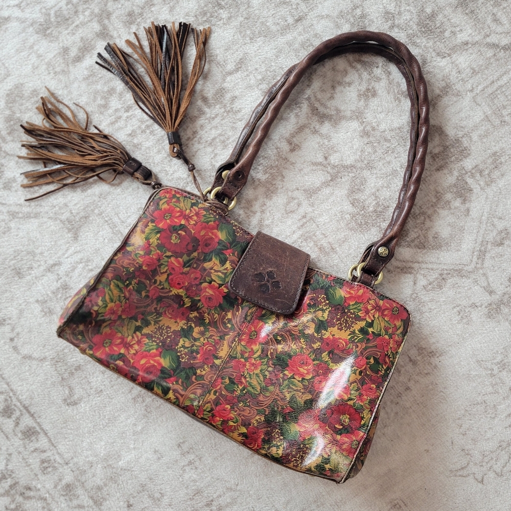 Patricia Nash Rienzo Floral Italian Leather Purse Red Boho Vintage Style